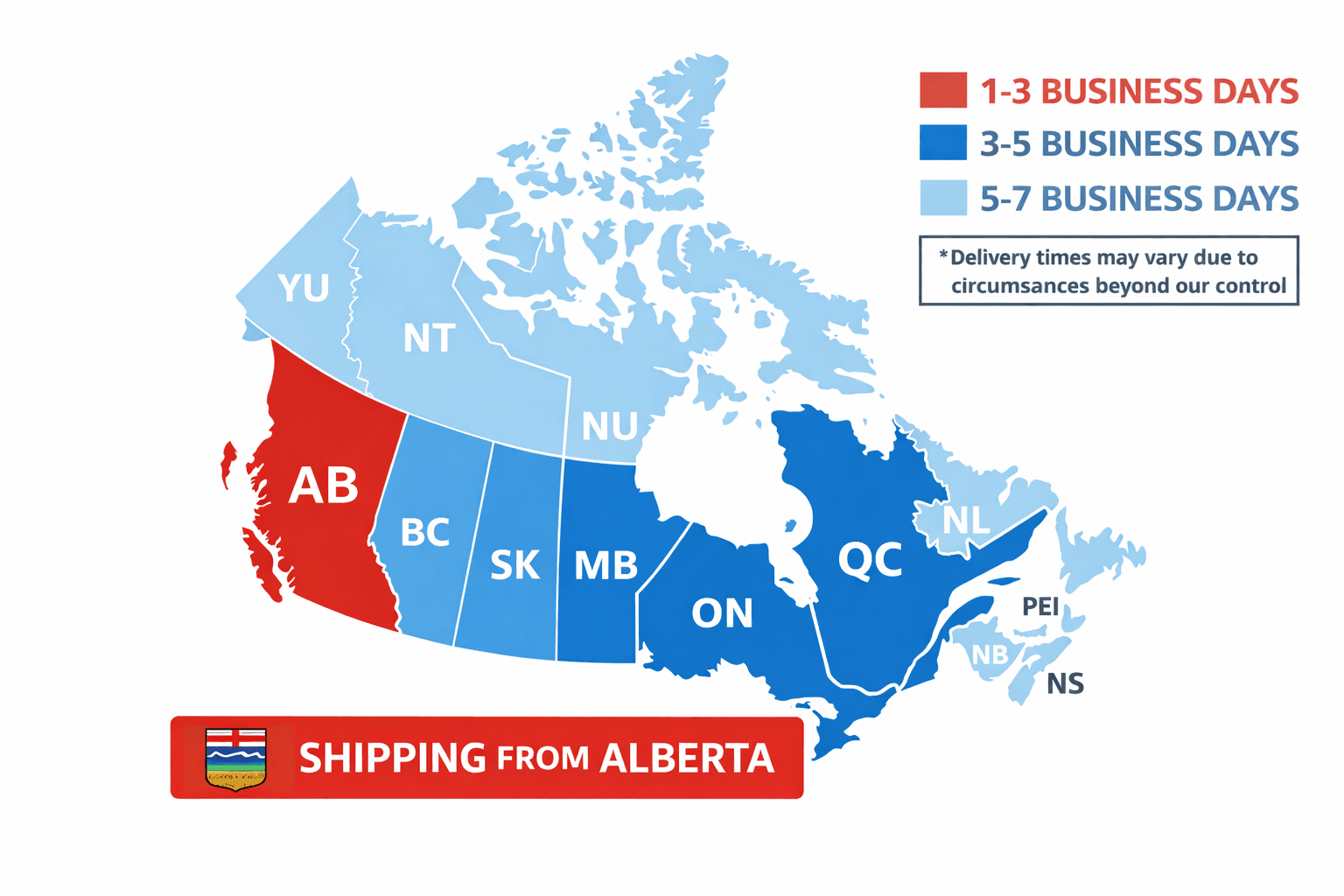 Shipping delivery times across Canada